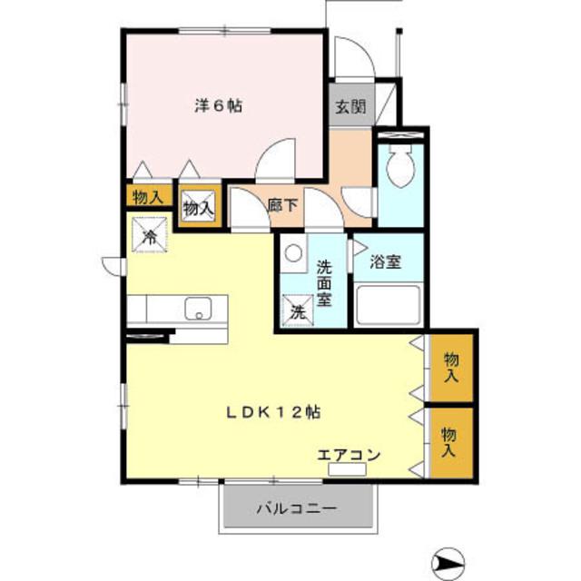 ロワジール I(1LDK/1階)の間取り写真