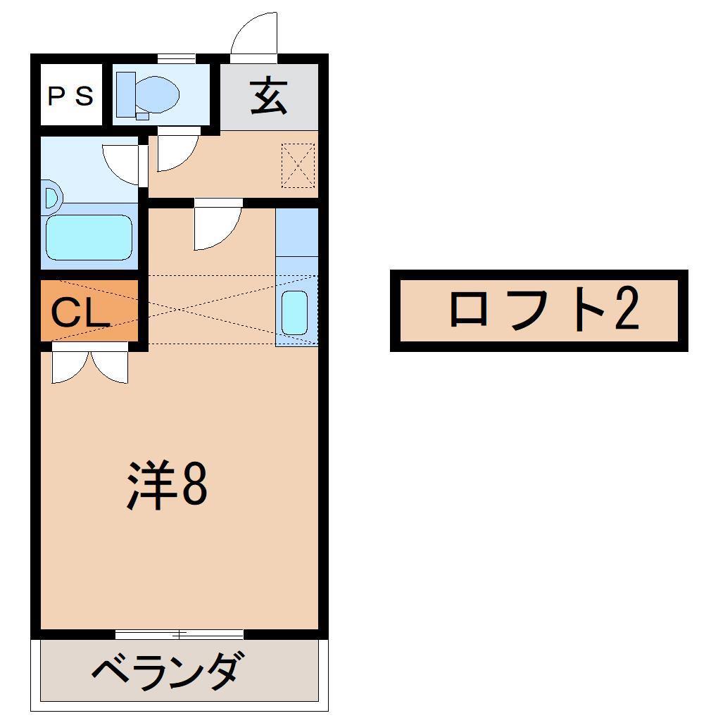 ベルトピア福島6(ワンルーム/2階)の間取り写真