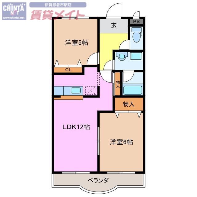 エーデル・ハイム(2LDK/3階)の間取り写真