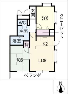 セジュール泉(2LDK/5階)の間取り写真