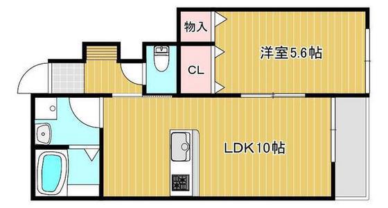 アイタウン庭瀬A棟(1LDK/1階)の間取り写真
