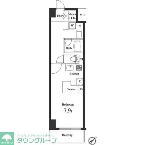 プライマル小石川(ワンルーム/1階)の間取り写真