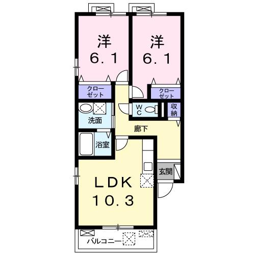 ベル ポート(2LDK/1階)の間取り写真