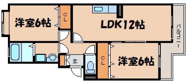 タカヤマハイツ92(2LDK/4階)の間取り写真