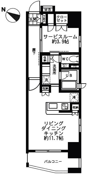 フォレシティ神田多町(1SK/7階)の間取り写真