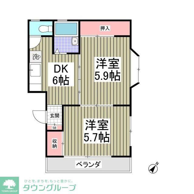 ジュンコーポ(2DK/3階)の間取り写真