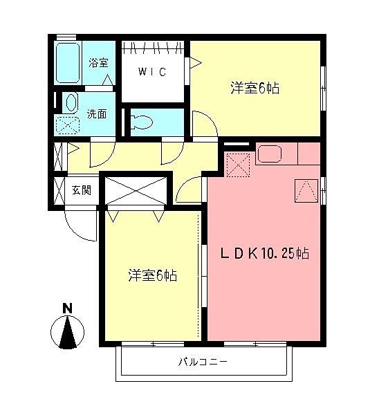 ヴェルドミールII(2LDK/1階)の間取り写真