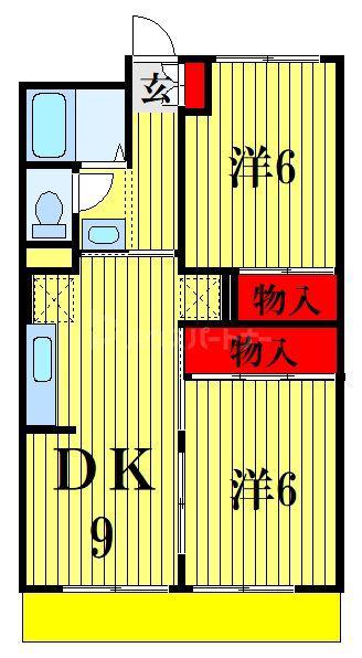 コンドミニアムアルファ(2DK/2階)の間取り写真