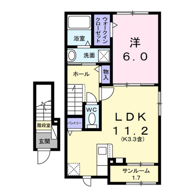 ラミューズ佐久平(1LDK/2階)の間取り写真