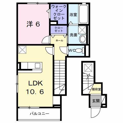 ラ・ポーズ葛原(1LDK/2階)の間取り写真