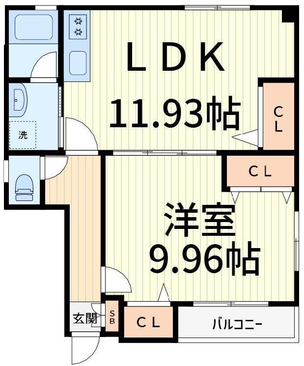 メルヴェ―ユハウスIV(1LDK/1階)の間取り写真