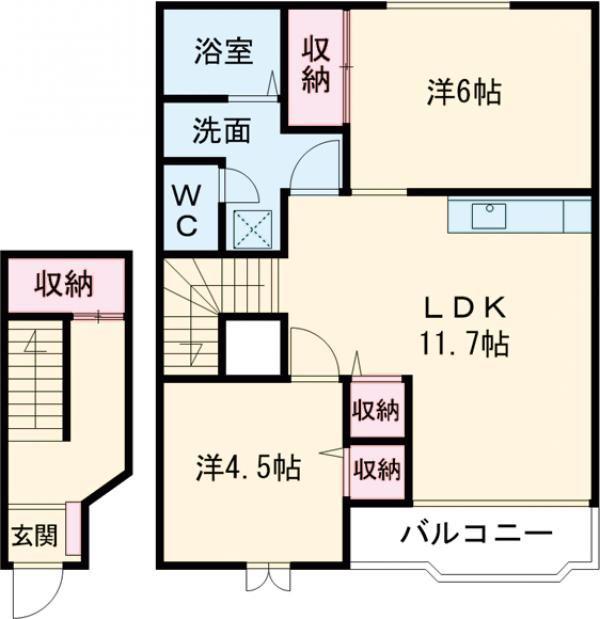 エストリーヴ(2LDK/2階)の間取り写真