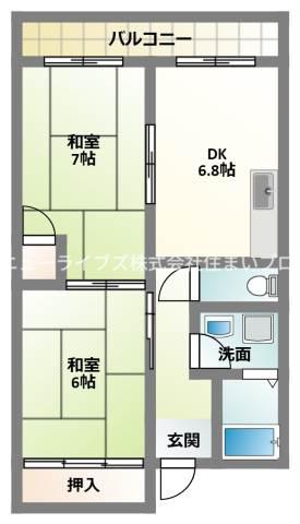 クレール白鳩(2DK/2階)の間取り写真