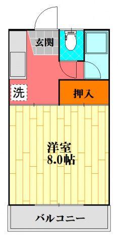 ウェリントンハウス(1K/2階)の間取り写真