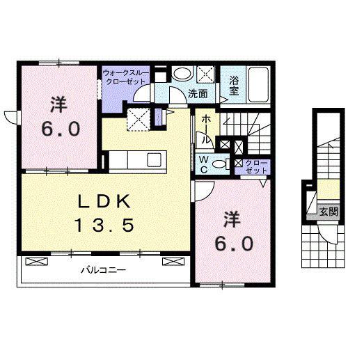 ルラシオン エヌ(2LDK/2階)の間取り写真