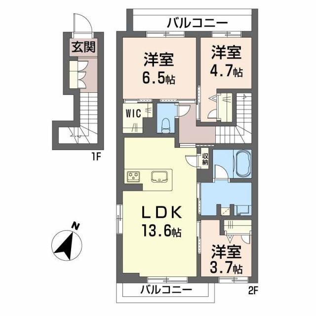 シャーメゾン豊岡(3LDK/2階)の間取り写真