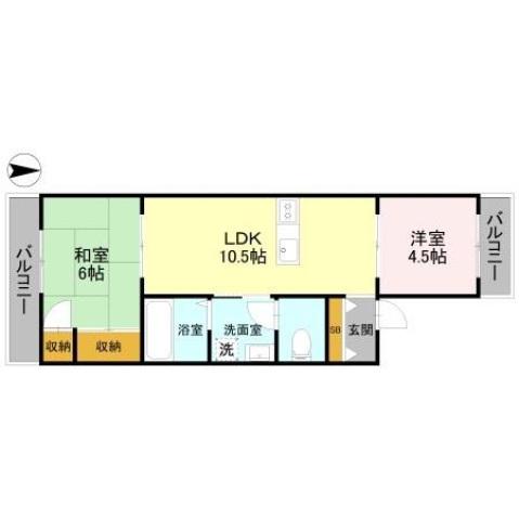 シグナハイツA棟(2LDK/1階)の間取り写真