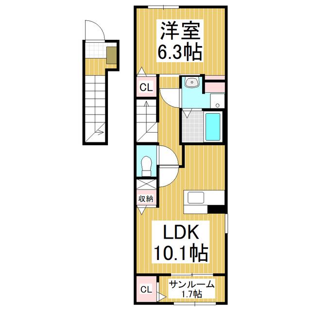 リンデンハイム II(1LDK/2階)の間取り写真