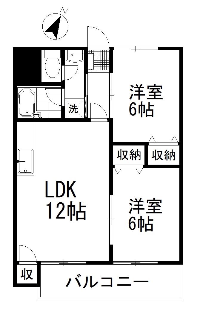 パビヨンA&A(2LDK/2階)の間取り写真