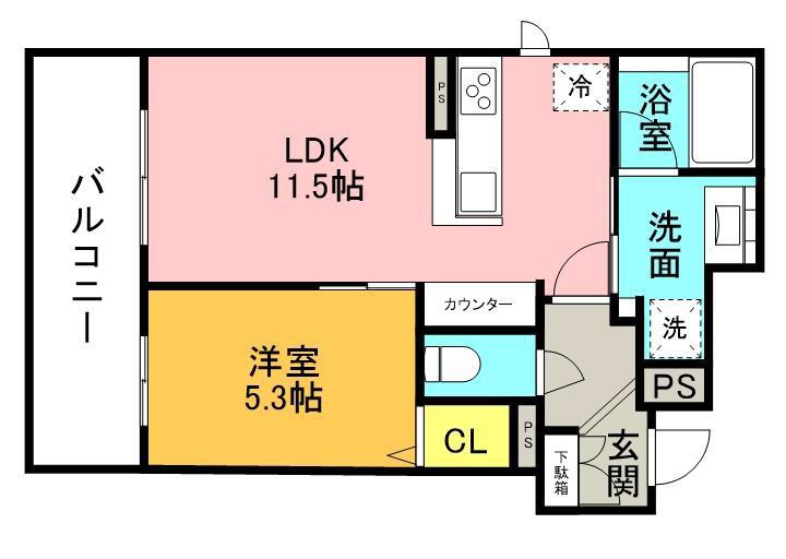 フィールドライト菅原(1LDK/1階)の間取り写真