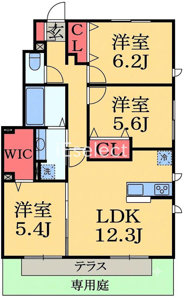 月うさぎ 参(3LDK/1階)の間取り写真