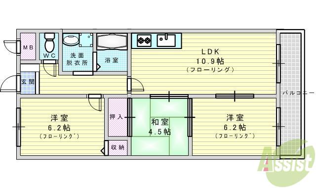 LA MAISON BRILLE(3LDK/2階)の間取り写真