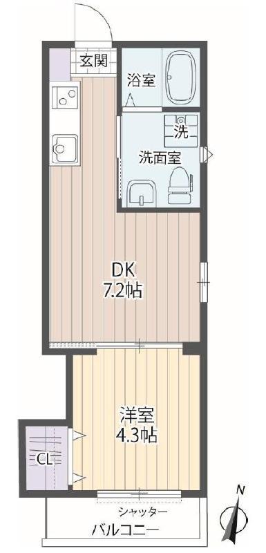 パインヒル19(1DK/2階)の間取り写真
