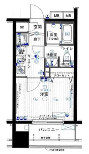 パークウェル秋葉原(1K/9階)の間取り写真