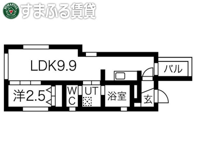 グランディール知立北(1LDK/3階)の間取り写真
