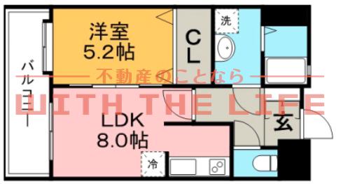 エクセレント東町(1LDK/5階)の間取り写真