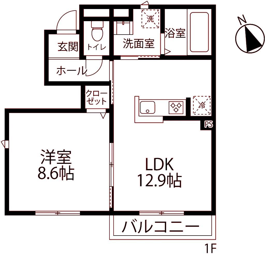 ラウレアII(1LDK/1階)の間取り写真