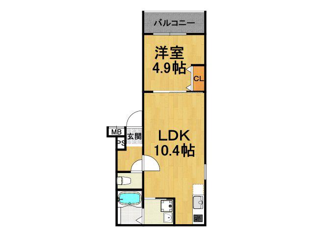 フジパレス東園田公園(1LDK/3階)の間取り写真