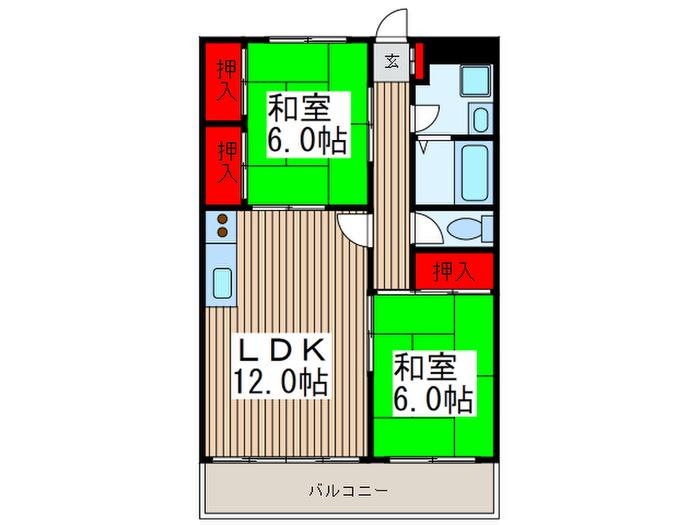 リバ-サイド東川口NO.1・NO.2(2LDK/1階)の間取り写真