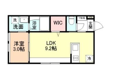 富山市向新庄町4丁目アパートA棟(1LDK/1階)の間取り写真
