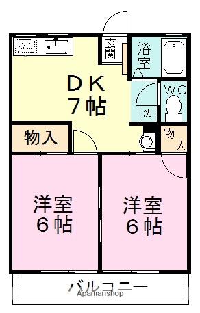 コーポサンライズC(2DK/2階)の間取り写真