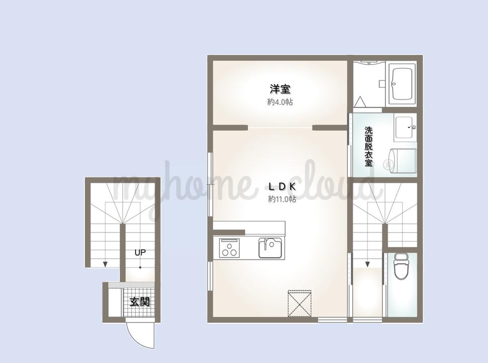 桜河レジデンス(1LDK/2階)の間取り写真