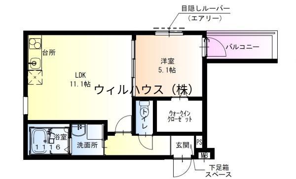 フジパレス堺大浜公園2番館(1LDK/2階)の間取り写真