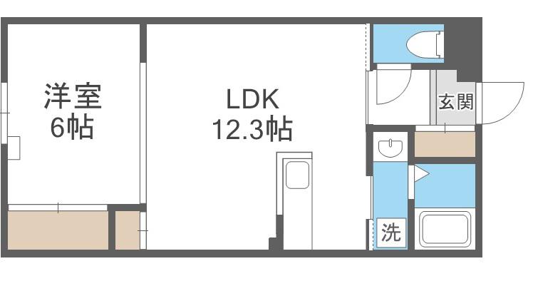 GRACE ECO 野幌駅前(1LDK/2階)の間取り写真