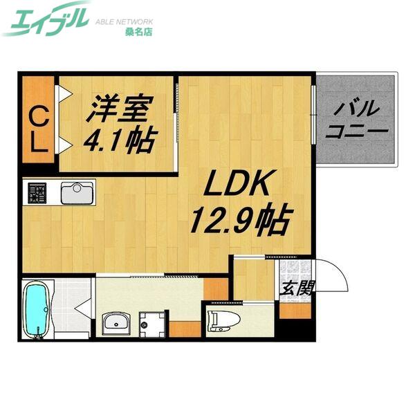N51 APARTMENT桑名(1LDK/2階)の間取り写真