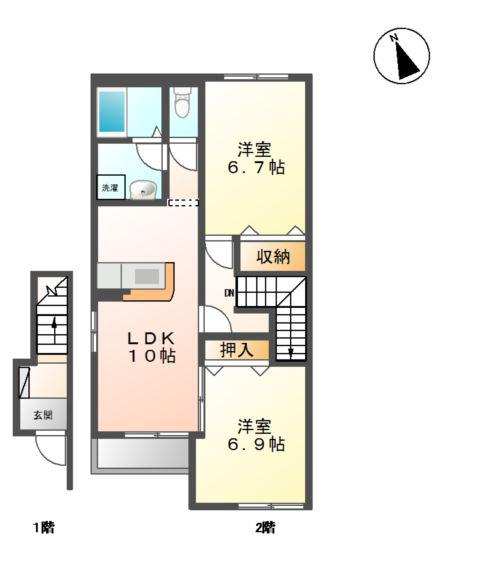 グランデ(2LDK/2階)の間取り写真