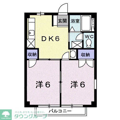 トゥインクルコートPARTII(2DK/2階)の間取り写真