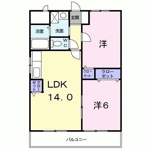 カームライフ中野(2LDK/2階)の間取り写真