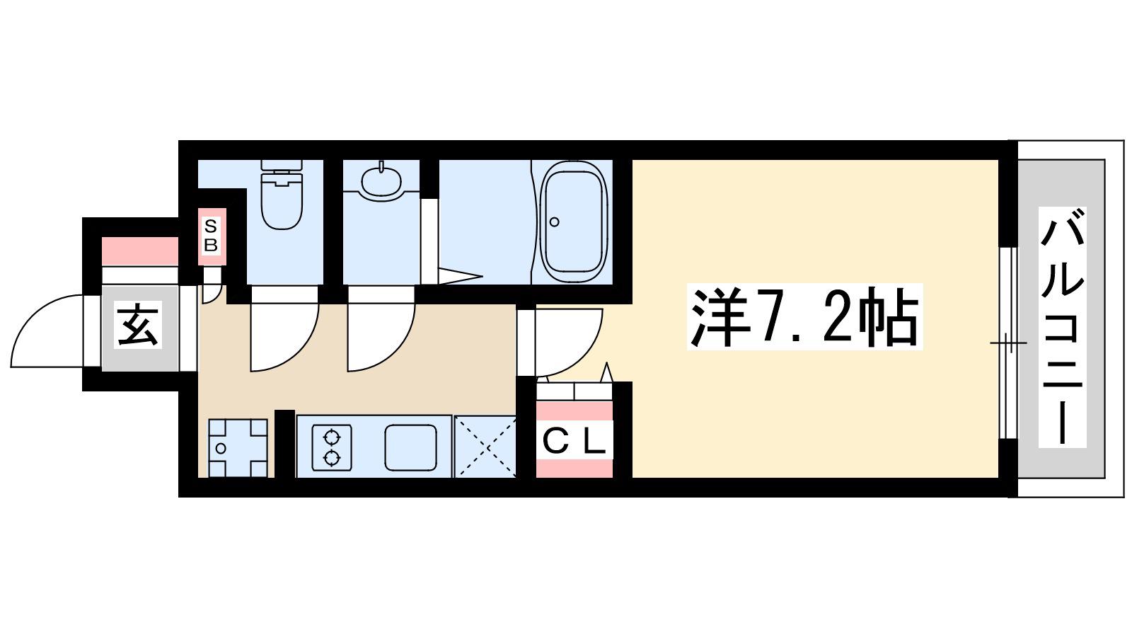 スプランディッド十三本町(1K/12階)の間取り写真