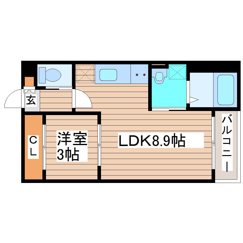 LEXT五十人町(1LDK/3階)の間取り写真