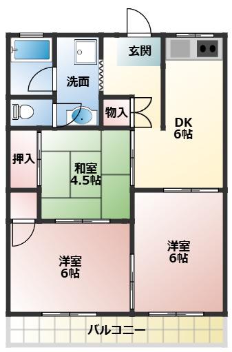 ドミール曙A(3DK/1階)の間取り写真