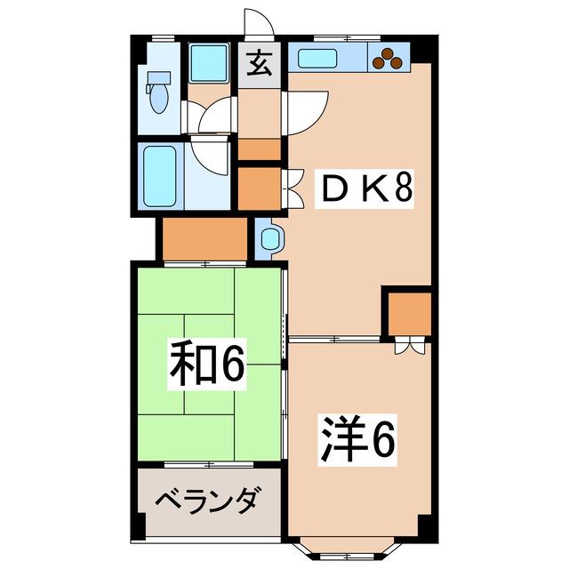 ドムス御薬園(2DK/4階)の間取り写真