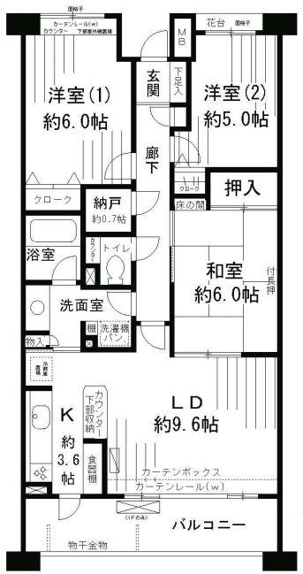 ミレニアムコート青葉台(3SLDK/3階)の間取り写真