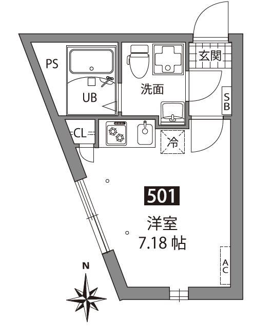 板橋1丁目PJ共同(ワンルーム/5階)の間取り写真