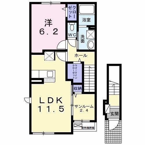 プラシード A(1LDK/2階)の間取り写真