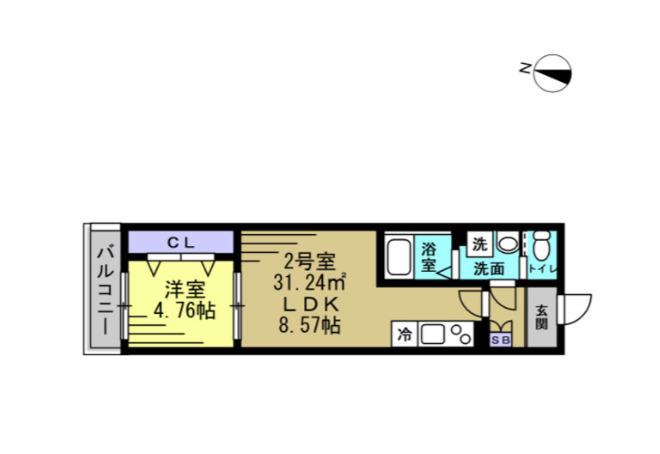 TKP北小金I(1LDK/2階)の間取り写真